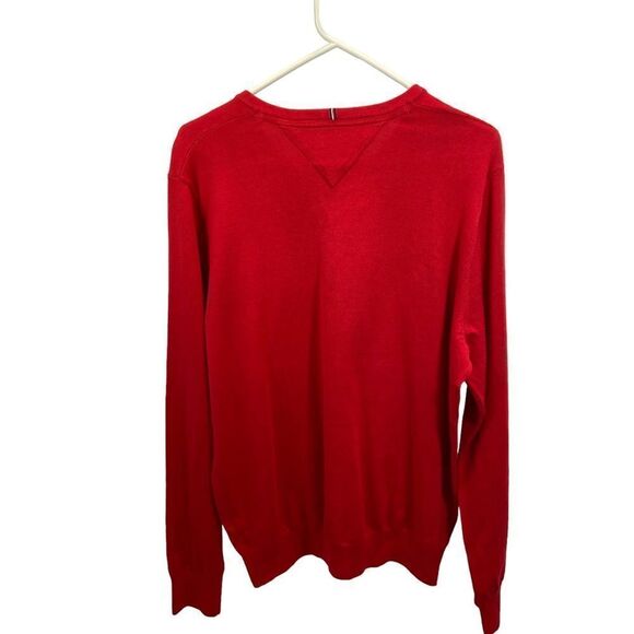 Brand New Without Tags Mens Tommy Hilfiger Red V Neck Cotton Sweater Size Medium - Picture 3 of 10